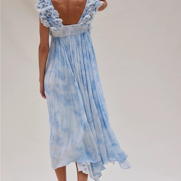 Free People Light Blue Floral Midi Dress - Picture 2 of 3